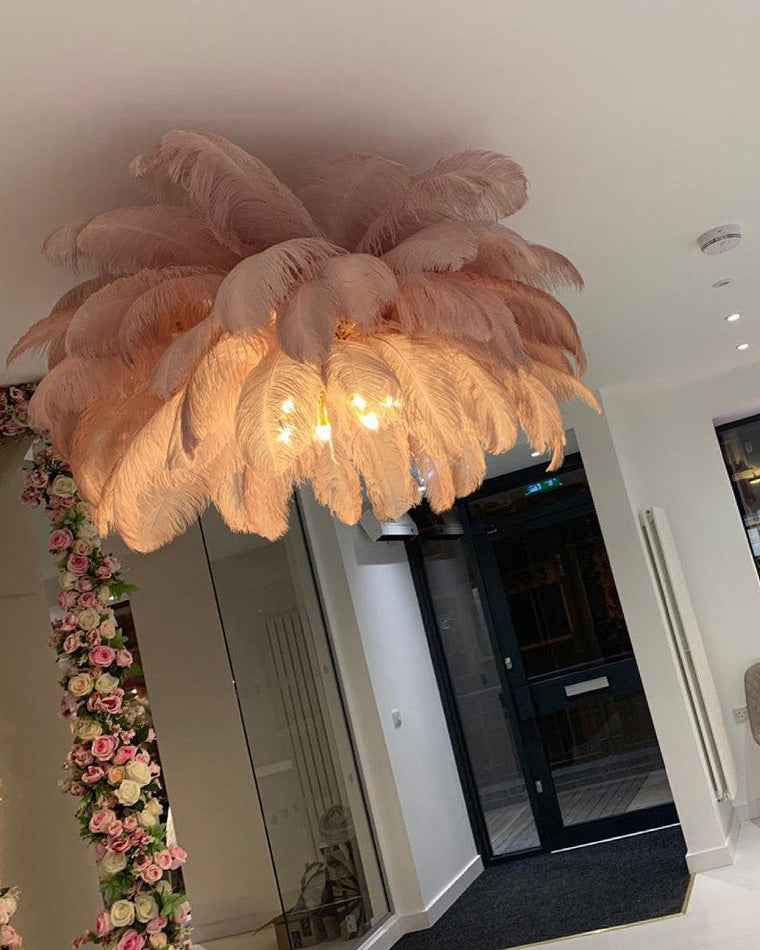 Floor Lamp Feather Shade 160.0 cm White Living Room Bedroom Palm Tree Standing Light Tropical Ambient Lighting | Thomler