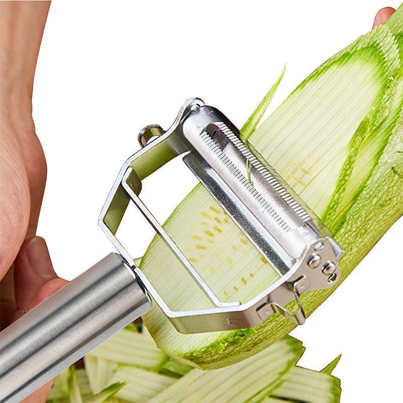 Dual-Blade Vegetable Peeler with Julienne Slicer | Stainless Steel Kitchen Tool for Potatoes Carrots Zucchini Cucumbers Apples | Dishwasher | Thomler