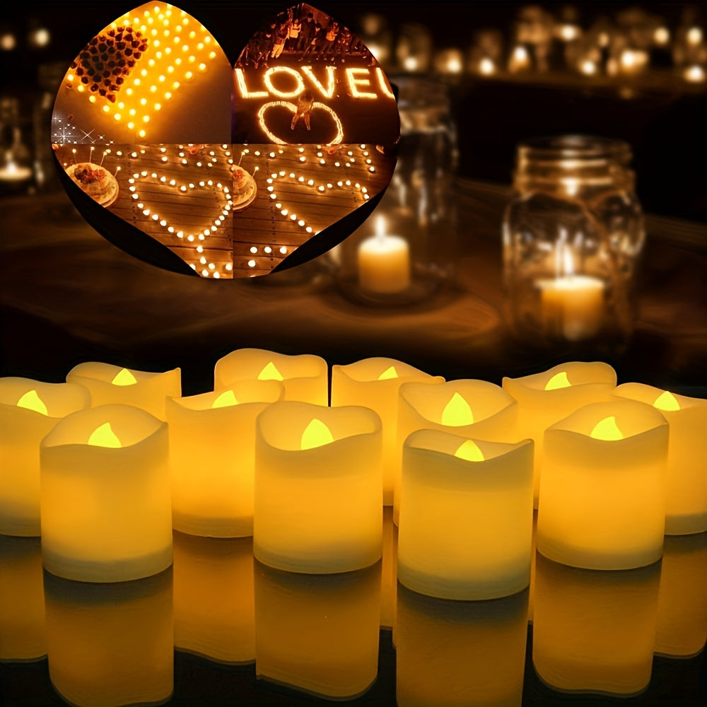 Battery Operated LED Tealights Flameless Candles 24-100 Pack Warm Flickering Glow for Weddings Events Indoor Outdoor Decor Safe Ambient | Thomler
