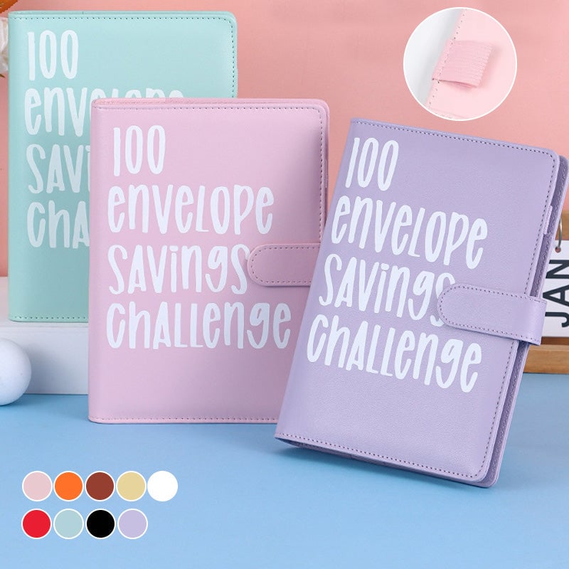 100-Envelope Money Saving Binder with Cash Envelopes for Budget Tracking & Financial Goals | PU Leather Organizer for Home Finance | Thomler