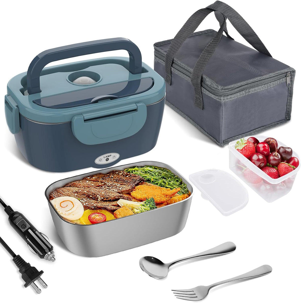 Portable Food Warmer with Dual Power Options – 51 oz Capacity for Hot Meals On-the-Go | Thomler