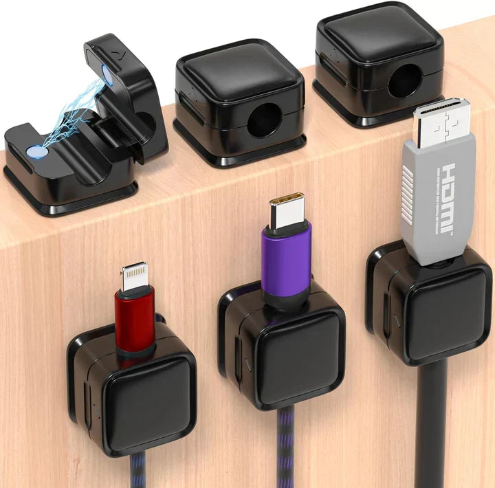 Wire Organizer Clips with Strong Magnet, 3-Pack for Desktop Cord Management, USB Cable Holder for Home Office & Desk | Thomler