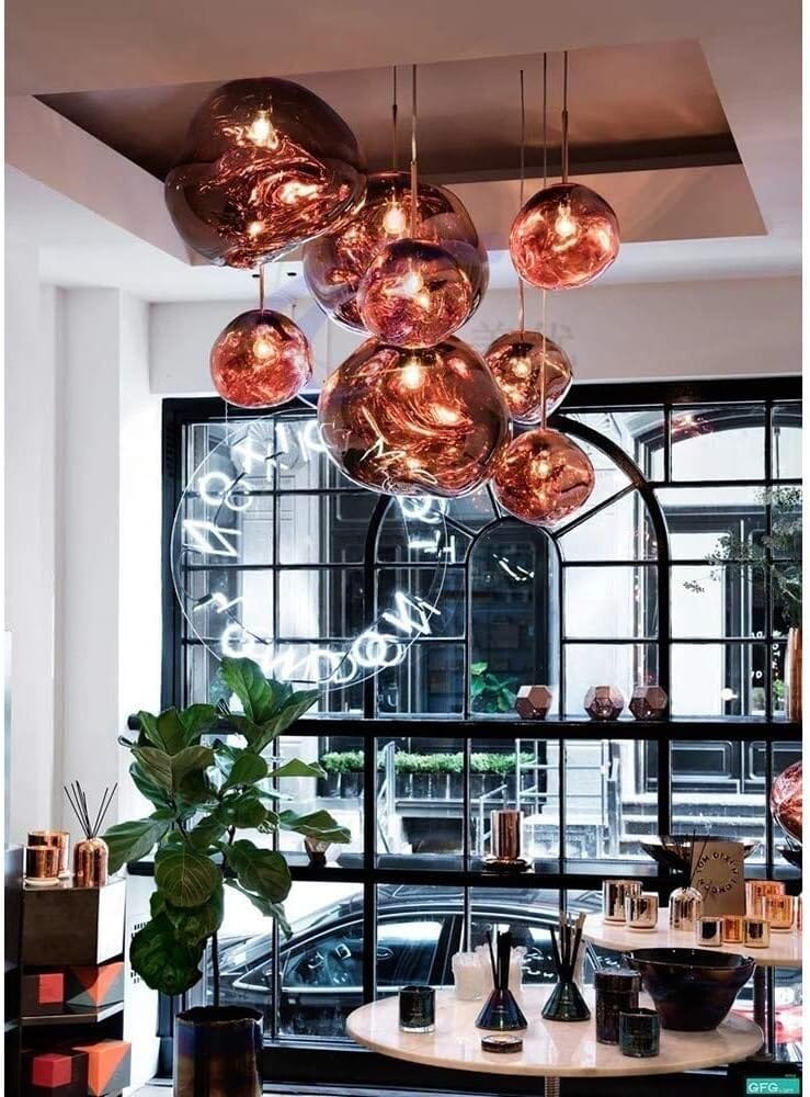 Pendant Light Mirrored Glass Sphere E27 Adjustable Dining Room Kitchen Island Hanging Ceiling Lamp | Thomler