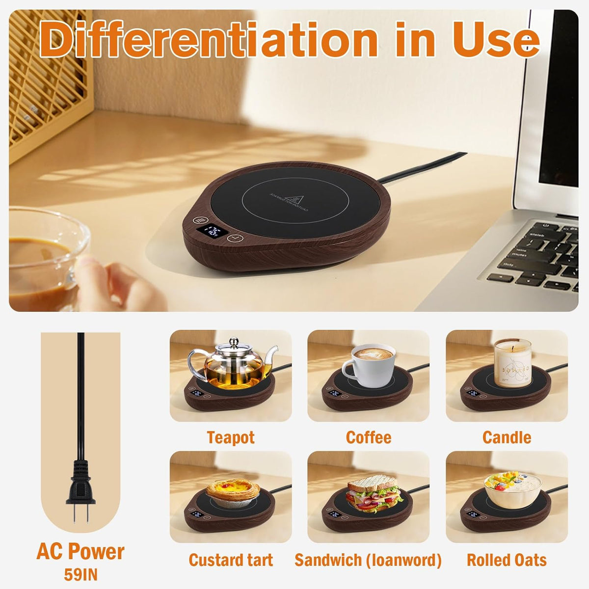 Beverage & Candle Warming Plate with Touch Controls & Auto Timer | Thomler
