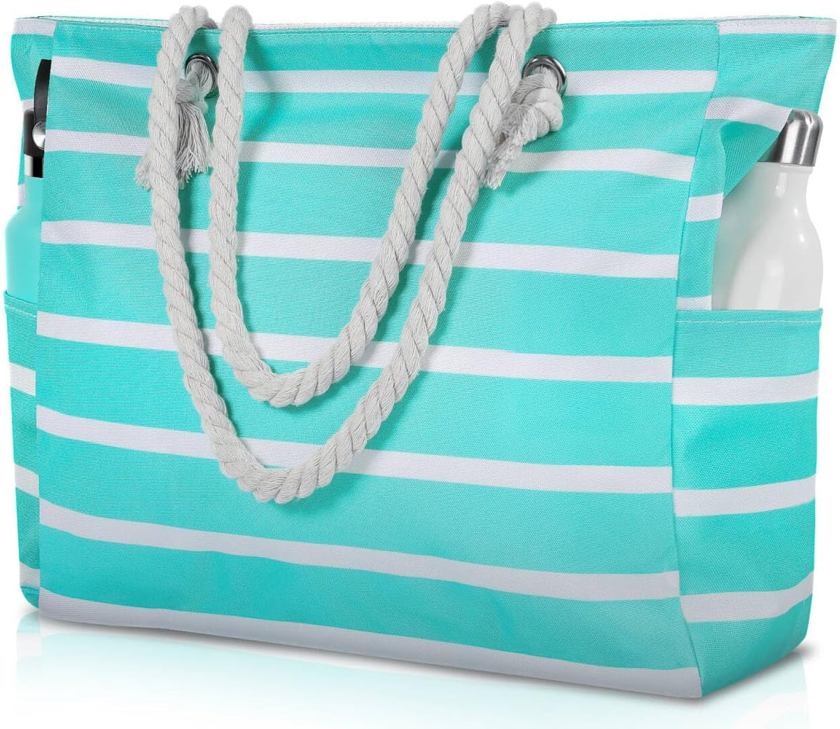 Oversized Zippered Tote with Sand-Resistant Lining for Pool Days & Travel | Water-Resistant Canvas Carryall | Thomler