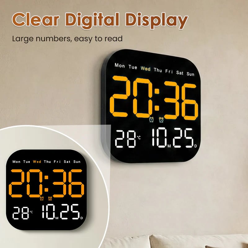 Desktop Alarm Clock with Remote Control, Temperature Display & Adjustable Brightness for Bedroom, Office | Thomler