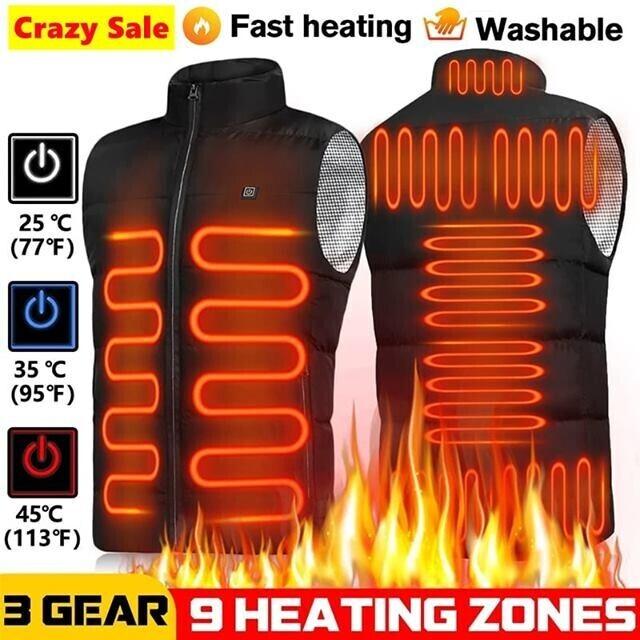 Electric Heated Vest with USB Warming Zones for Men & Women Winter Body Heat Therapy Jacket Soft Shell Thermal Waistcoat with Temperature | Thomler