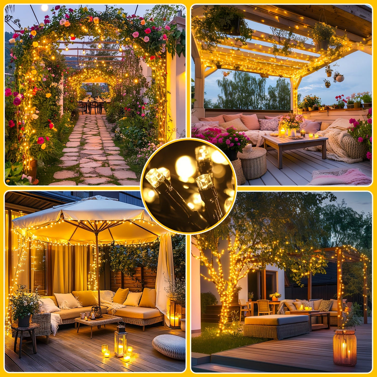 Weatherproof String Lights for Patio, Garden & Outdoor Decor – Warm Glow Indoor Outdoor Party Lighting | Thomler