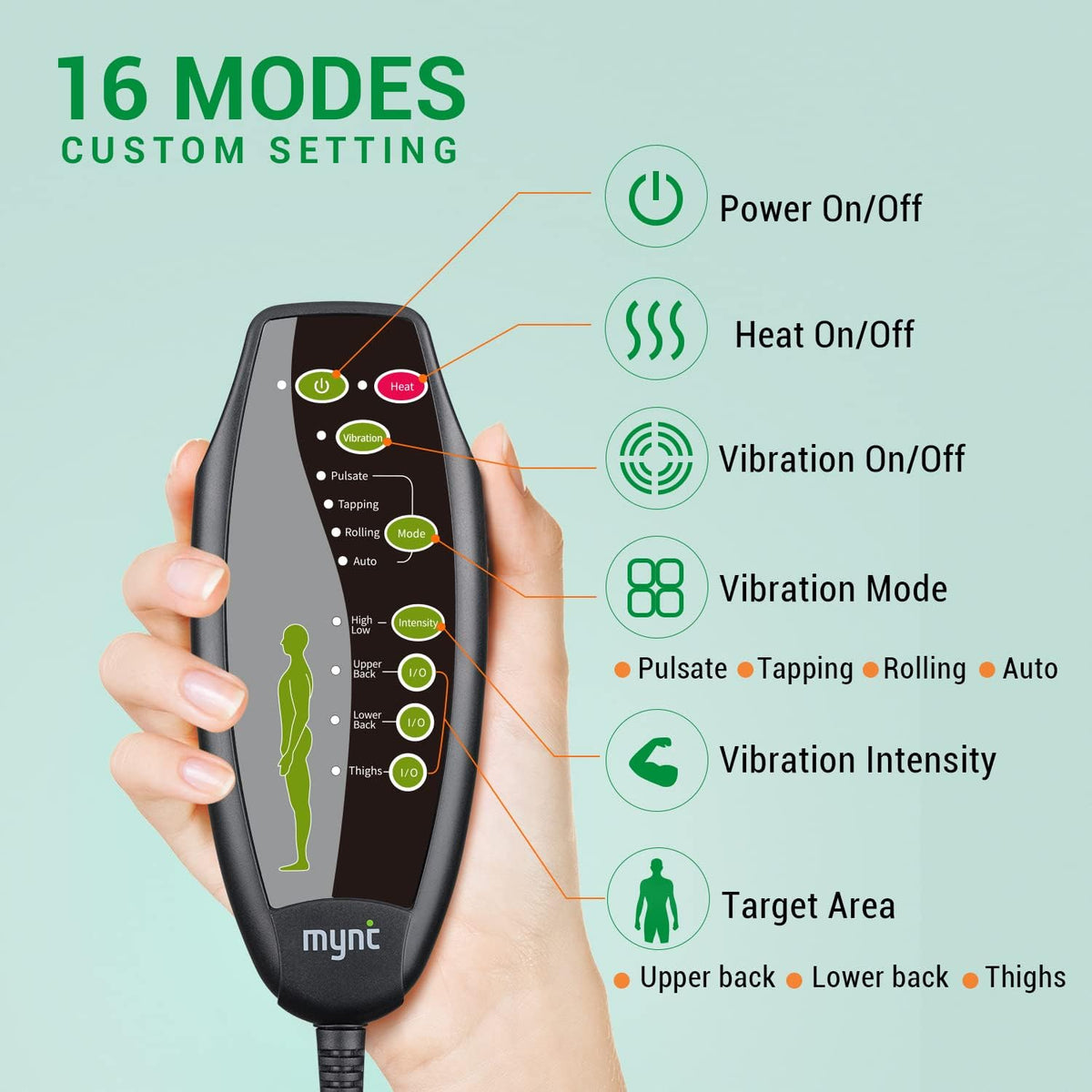 Heated Vibrating Massage Cushion for Office Chair, Car Seat & Recliner – Relieves Back & Leg Tension | Thomler