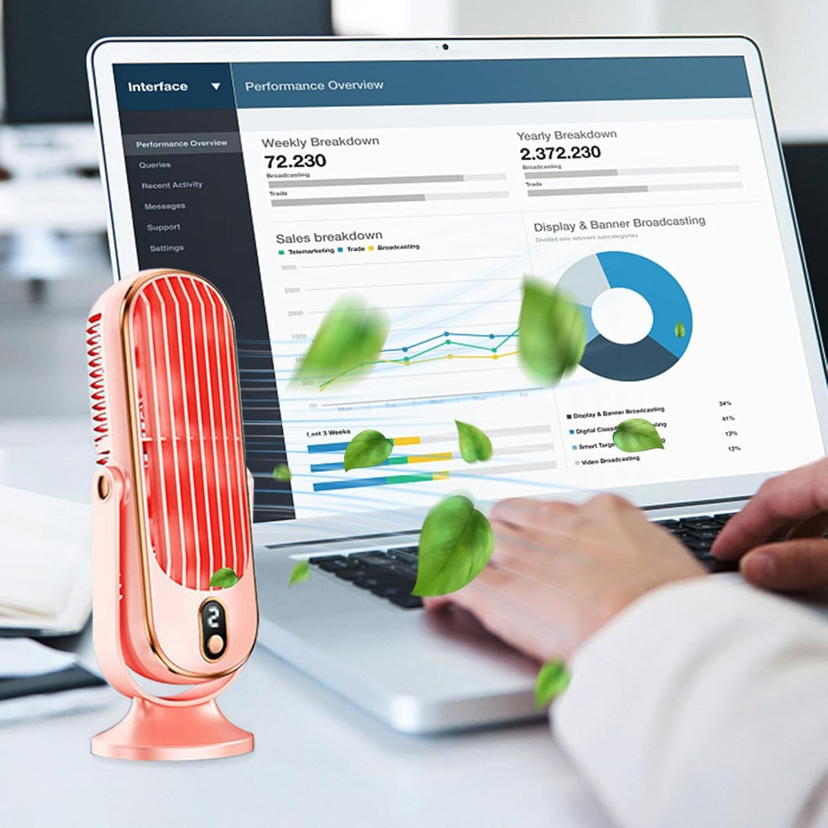 Rechargeable Portable Desk Fan with 720° Rotation & 8-Hour Battery – Quiet USB Travel Cooling Fan for Home, Office & Camping | Thomler
