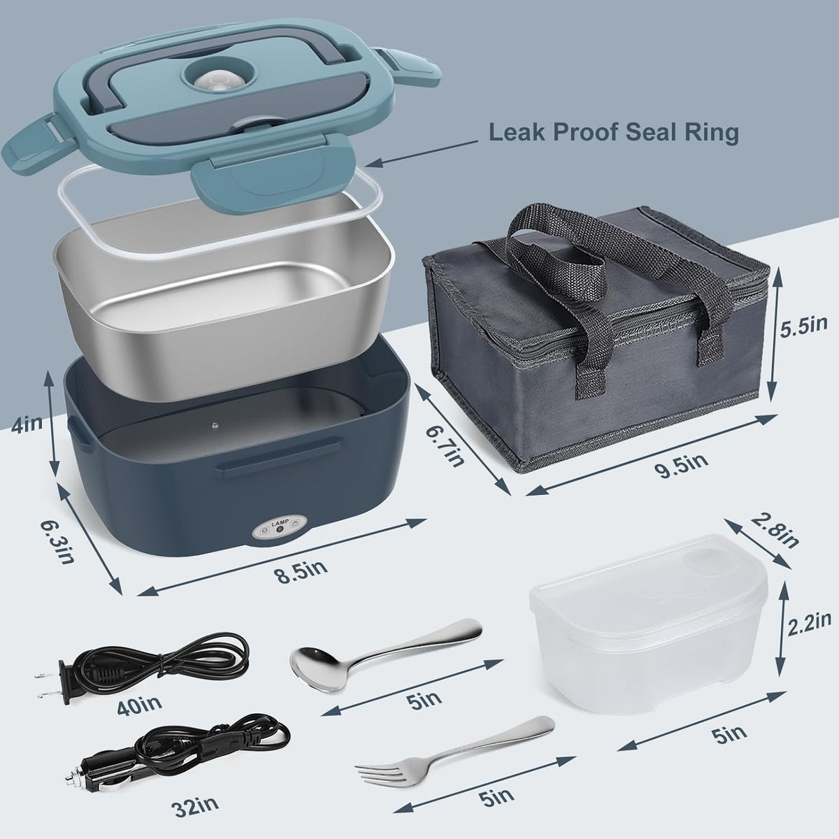 Portable Food Warmer with Dual Power Options – 51 oz Capacity for Hot Meals On-the-Go | Thomler