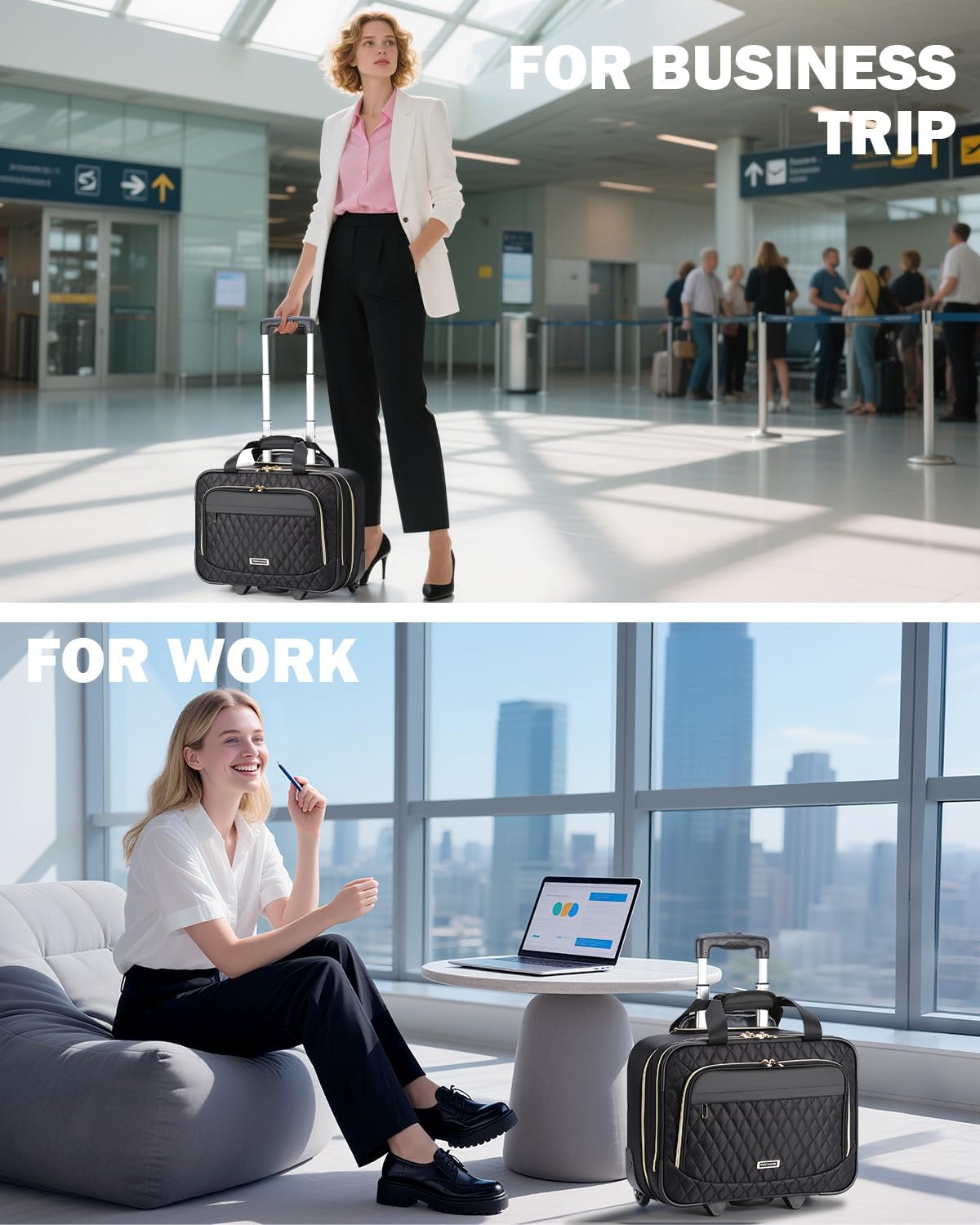 Wheeled Business Case for 15.6 in Laptops with 16 Pockets & Telescoping Handle | Thomler