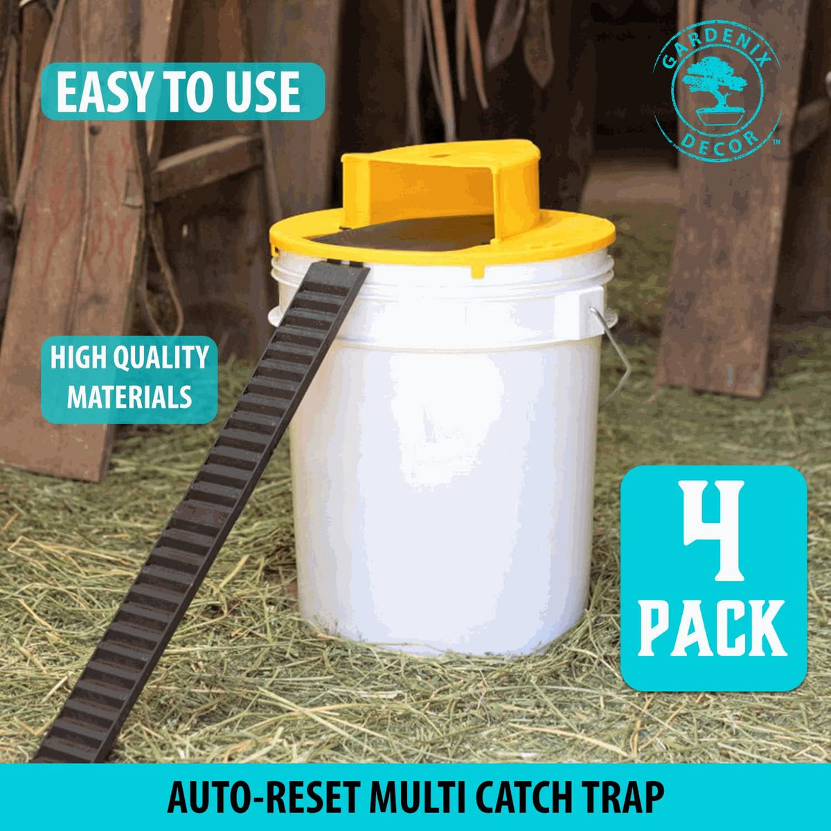 Flip-Top Rodent Catcher Lids for 5-Gallon Pails – Self-Resetting Multi-Catch Design for Garage Barn Shed Home – Reusable Safe Pest | Thomler