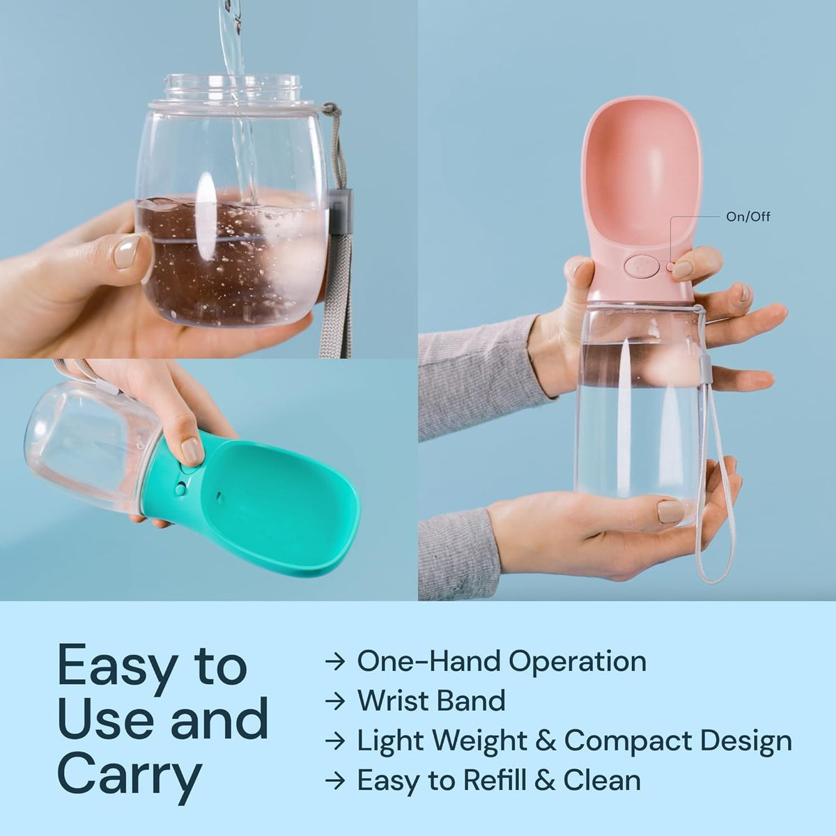 Travel Hydration Dispenser for Dogs with Flip-Top Bowl – 19 fl oz Leak-Proof Design | Thomler