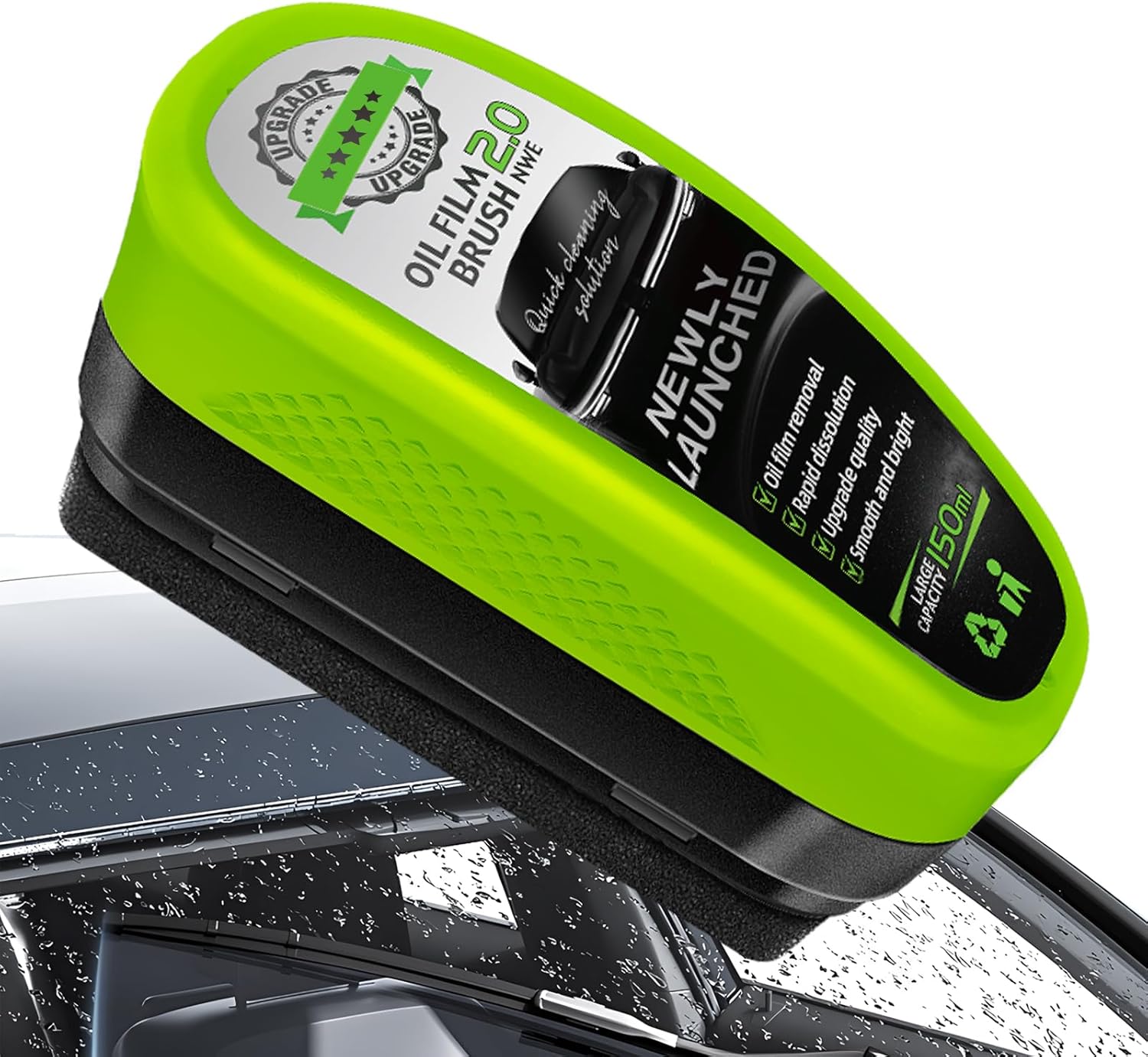 Windshield Oil Film Remover Brush with Hydrophobic Coating for Cars – Cleans Glass, Mirrors & Windows Fast | Thomler