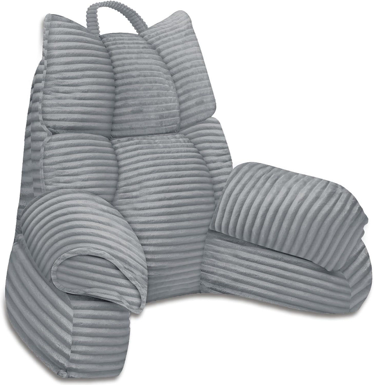 Backrest Pillow with Armrests and Shredded Memory Foam for Reading, Gaming, and TV – Structured Lounge Support for Bed | Thomler