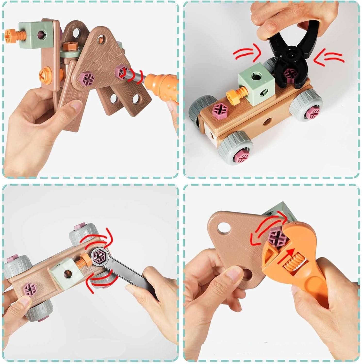 Toy Tool Set ABS Plastic 198 Piece Creative Building Role Play Motor Skills Construction Kit Rechargeable Educational Toy | Thomler