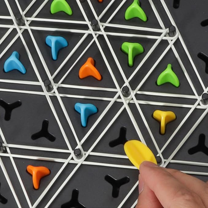 Triangle Strategy Board Game for Kids & Adults – Spatial Reasoning Puzzle with Pegs & Bands for Family Game Night | Thomler