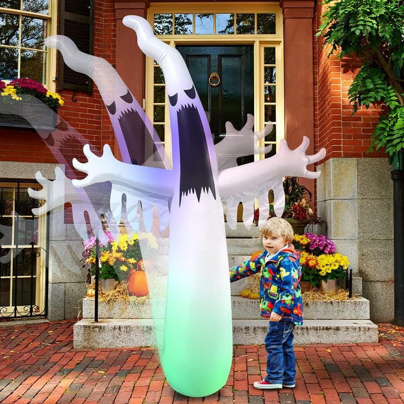 Light-Up Flying Creature Halloween Yard Inflatable – Self-Inflating Bat & Ghost Figures with Glowing Eyes for Outdoor Seasonal Decor | Thomler