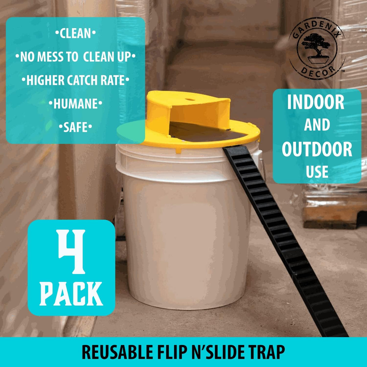 Flip-Top Rodent Catcher Lids for 5-Gallon Pails – Self-Resetting Multi-Catch Design for Garage Barn Shed Home – Reusable Safe Pest | Thomler