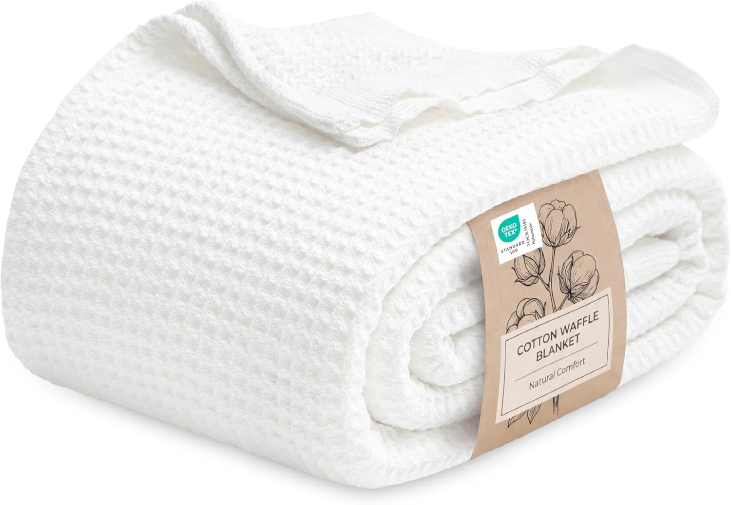 100% Cotton Waffle Weave Throw Blanket Queen King Breathable Lightweight Bed Cover for All Seasons Couch Sofa Bedroom Layering Textured | Thomler