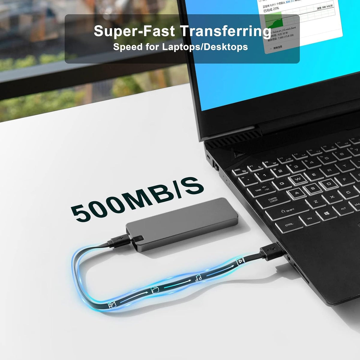 Portable External SSD Hard Drive USB 3.2 Gen 1 Shock-Resistant Aluminum Storage for PC Mac Laptop Travel Business Students Fast Data | Thomler