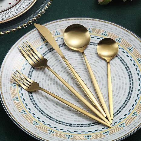 Stainless Steel Flatware Set – Matte Finish 5-Piece Place Settings for Everyday & Formal Dining | Thomler
