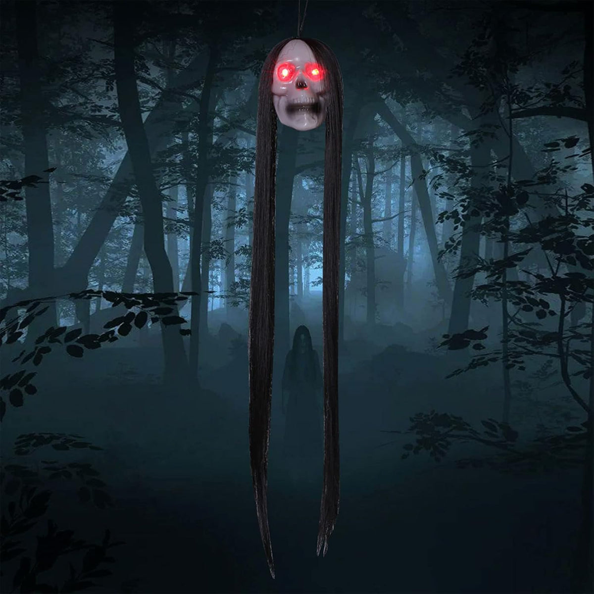 Illuminated Skeletal Spirit Decorations – Fiber-Optic LED Phantoms with Flowing Locks for Seasonal Display, Event Venue & Residence | Thomler