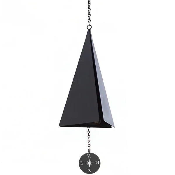 Triangular Steel Garden Bell with Compass Wind Catcher 20-Inch Hanging Chime for Patio Porch Deck Yard Outdoor Décor | Thomler