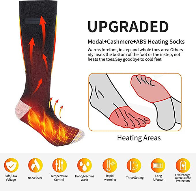 Battery-Powered Heated Socks with Adjustable Temperature Control – All-Day Warmth for Winter | Thomler