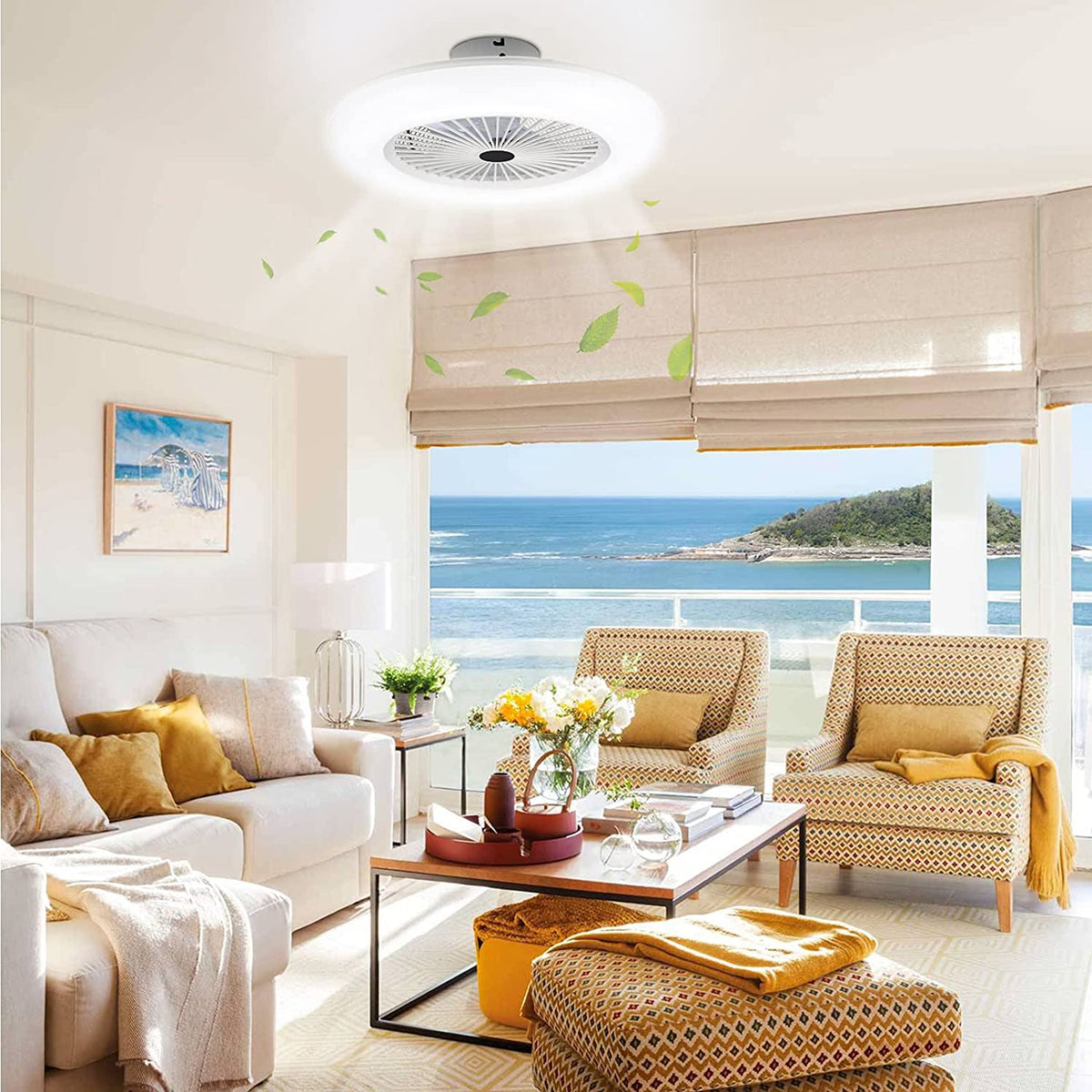 80W Ceiling Fan Light Combo 10 Inch Remote Control 3 Speed LED Flush Mount with Timer for Bedroom Living Room | Thomler