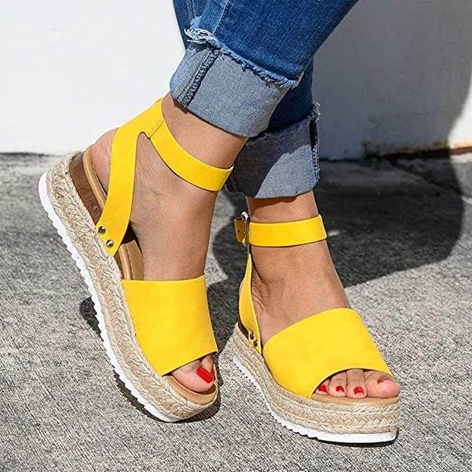 Women's Ankle Strap Platform Wedge Sandals Open Toe Buckle Shoes for Summer Casual Wear | Thomler