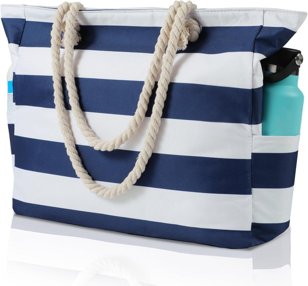Oversized Zippered Tote with Sand-Resistant Lining for Pool Days & Travel | Water-Resistant Canvas Carryall | Thomler
