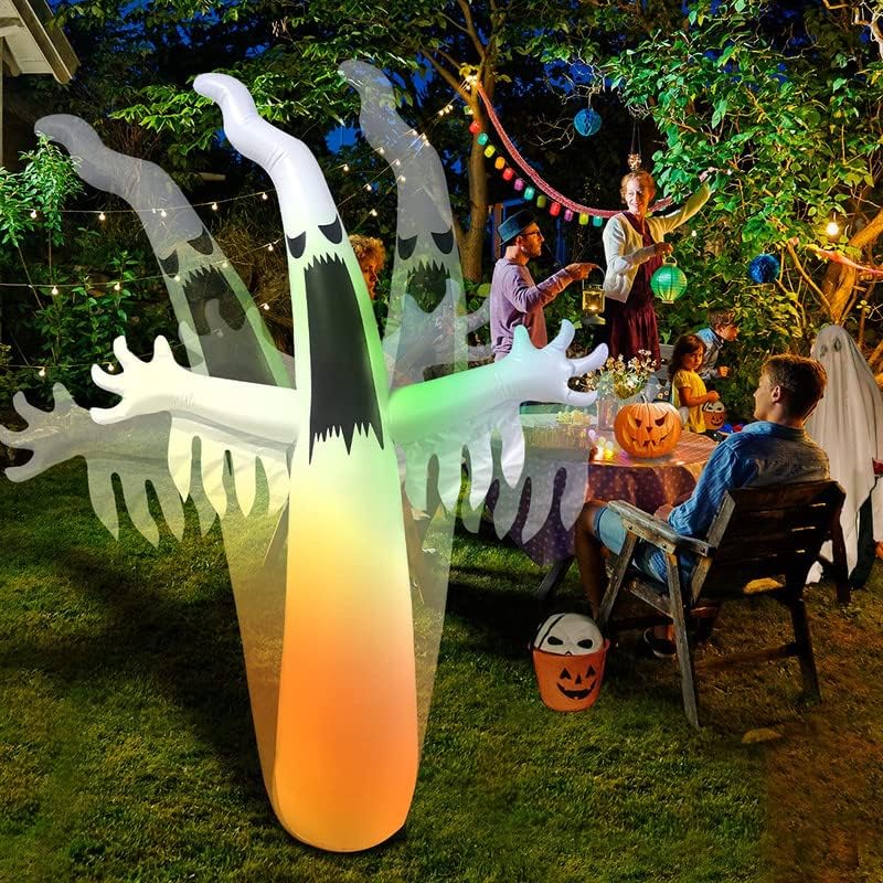 Light-Up Flying Creature Halloween Yard Inflatable – Self-Inflating Bat & Ghost Figures with Glowing Eyes for Outdoor Seasonal Decor | Thomler
