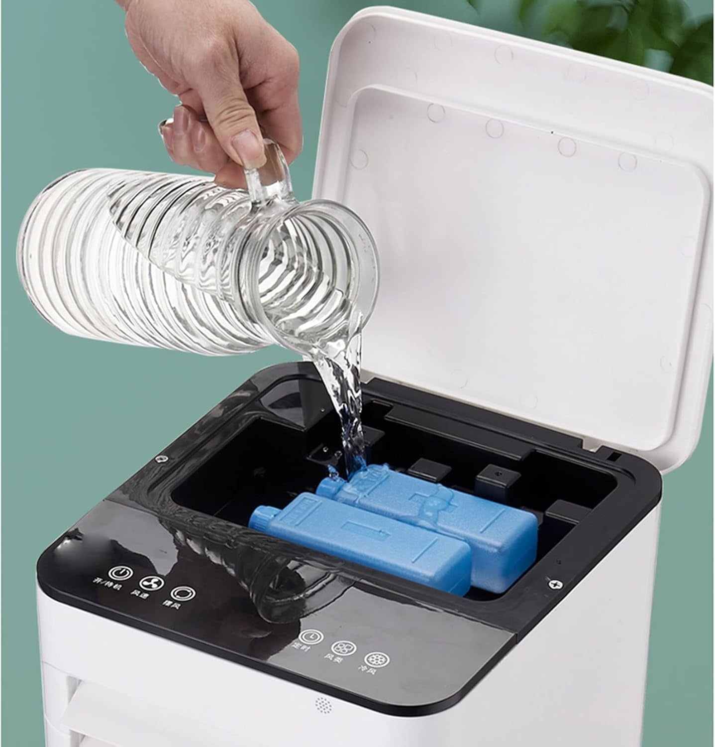 Portable Evaporative Air Cooler with Humidifier and Air Purifier - 3-in-1 Personal Cooling Fan with Ice Compartment, Remote Control, Timer | Thomler