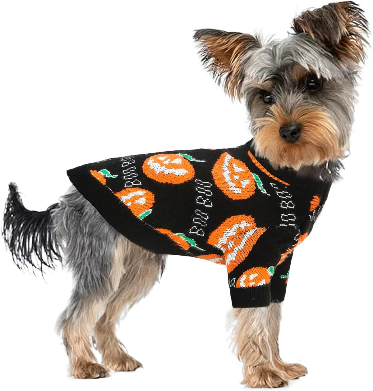 Festive Jack-O'-Lantern Knit Pullover for Dogs & Cats – Soft Seasonal Outfit for Small Pets | Thomler