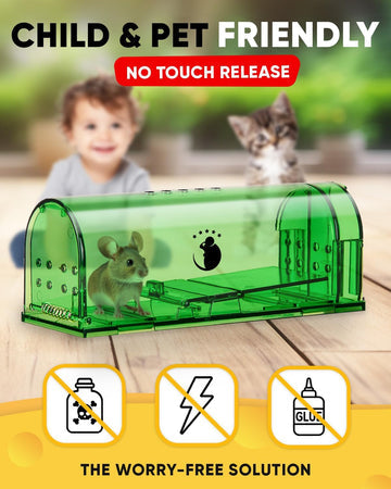 Humane Live Catch Mouse Traps Set of 4 Reusable No-Kill Rodent Catchers with Clear Viewing Windows Safe for Kids Pets Indoor Outdoor Pest Co | Thomler