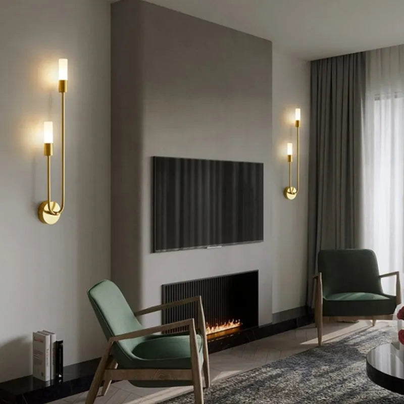Contemporary Metal Sconce Set with Frosted Shades for Hallway & Bedroom – Hardwired LED Fixture | Thomler