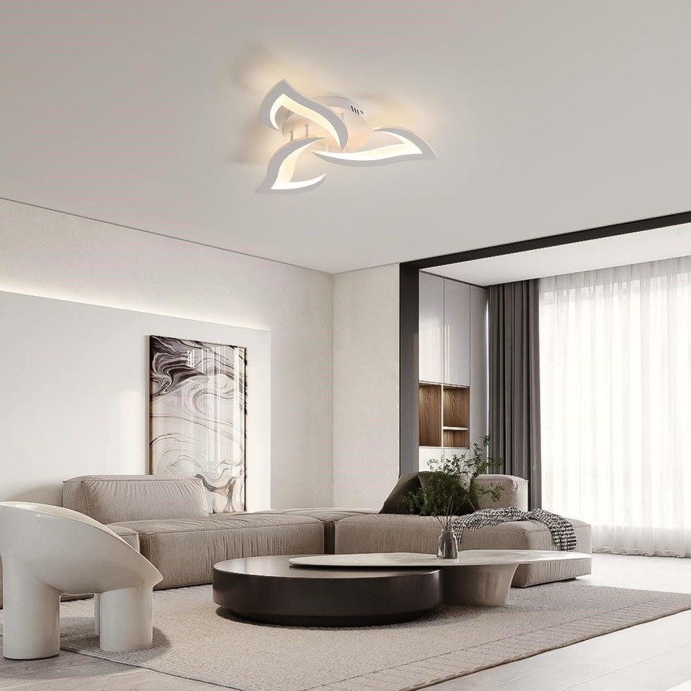 Ceiling Lamp Metal Acrylic 55.0 cm Black LED Living Room Bedroom Floral Flush Mount Lighting | Thomler
