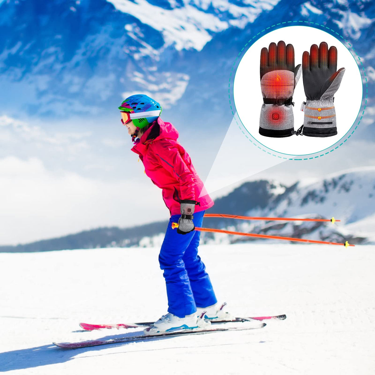 Battery-Powered Heated Winter Gloves with Touchscreen Fingers & 3 Temperature Settings for Skiing, Outdoor Work | Thomler