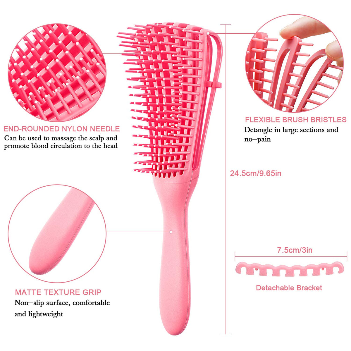 Curved Paddle Brush Set for Coily Curly Textured Hair – Pain-Free Styling Tool for Type 3 & 4 Curls | Thomler