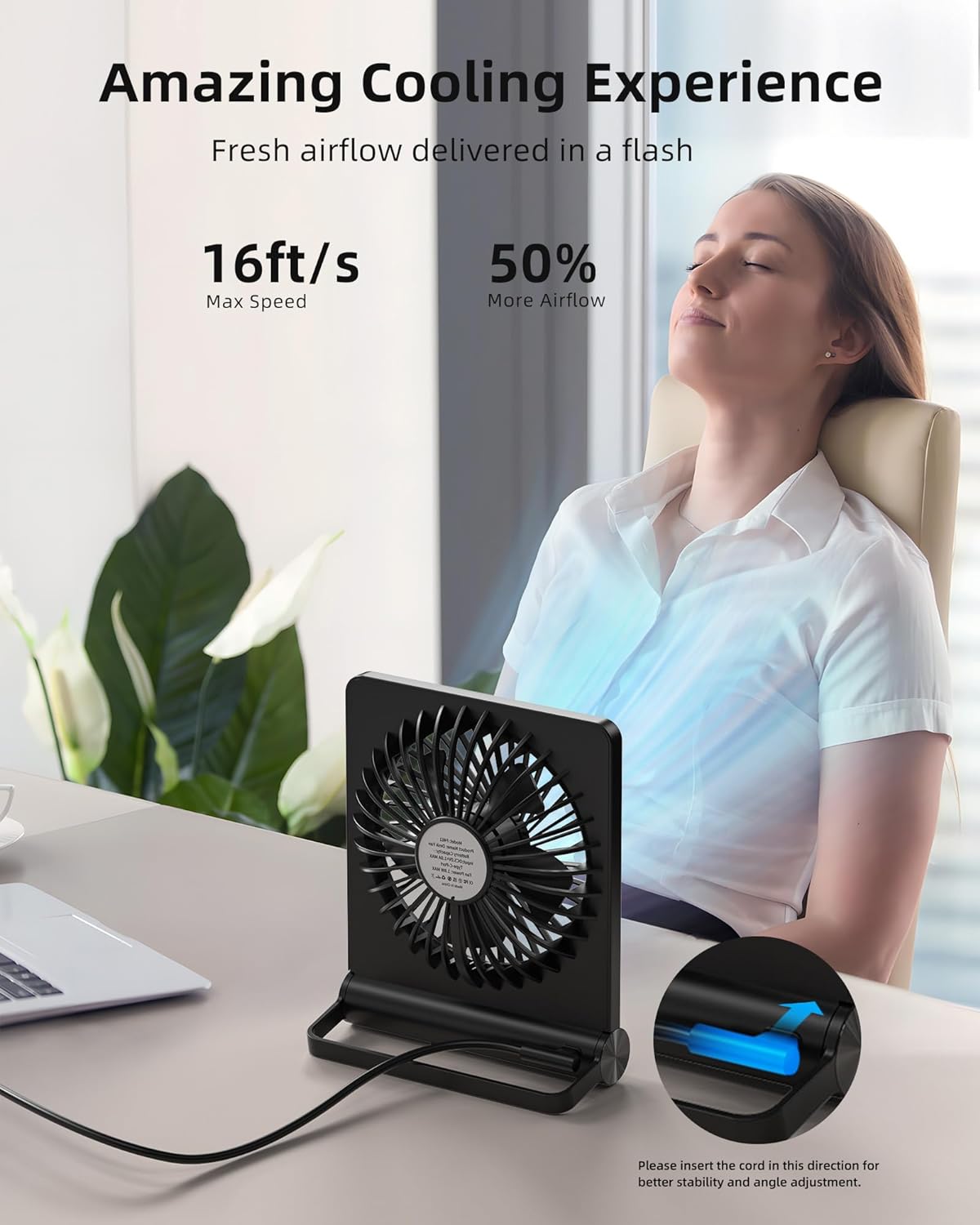 Table Fan USB Powered 15.0 cm Compact Black Desk Bedroom Quiet Cooling Air Circulator Mini Fan For Office Nightstand Use | Thomler