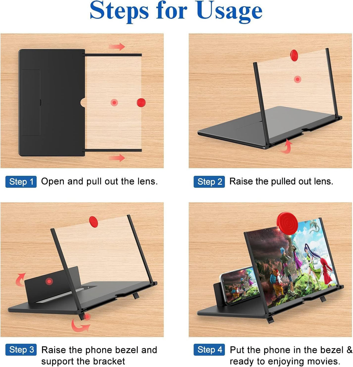 Portable Optical Lens Smartphone Display Enlarger for Streaming & Entertainment – Foldable Stand with Anti-Slip Grip | Thomler