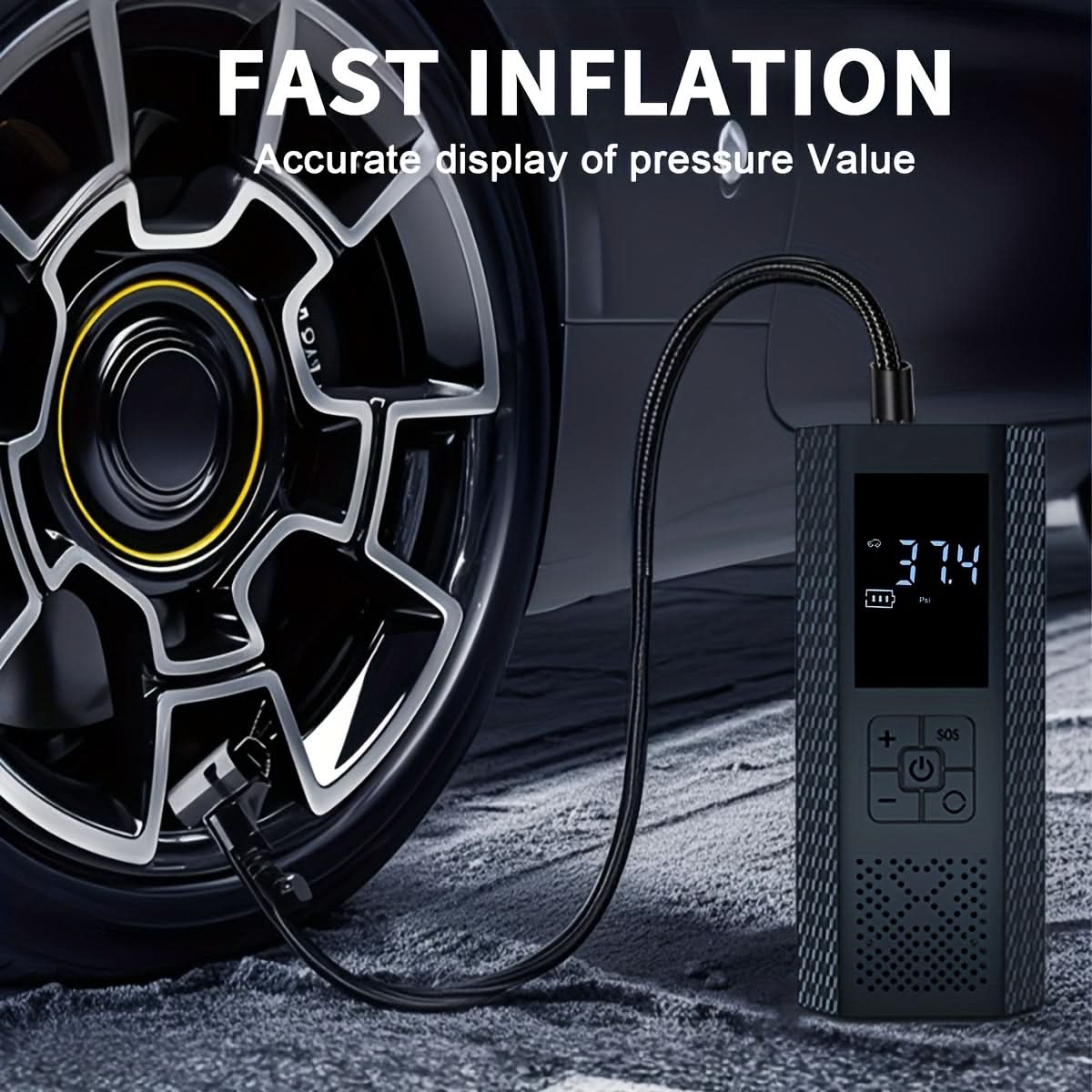 Rechargeable Digital Tire Pump – 150 PSI Portable Air Compressor for Car, Bike & Sports Gear | Thomler