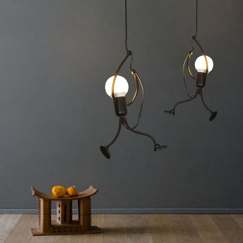 Superhero Silhouette Metal Pendant Light with Adjustable Cable & LED Bulbs | Thomler