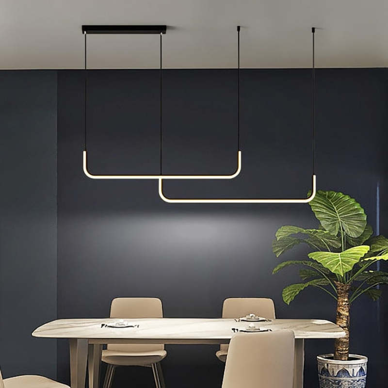 Contemporary Dual-Frame Linear LED Pendant Light for Dining & Living Rooms | Thomler