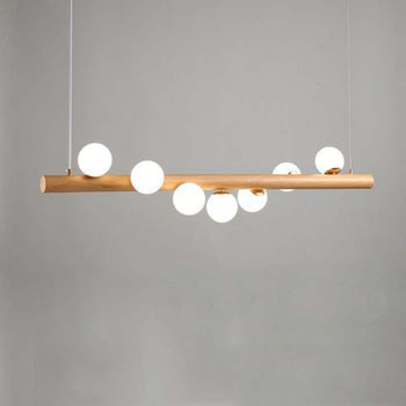 Bubble Glass Pendant Light with Wood Canopy – Modern Orb Ceiling Fixture for Dining Room & Living Room | Thomler