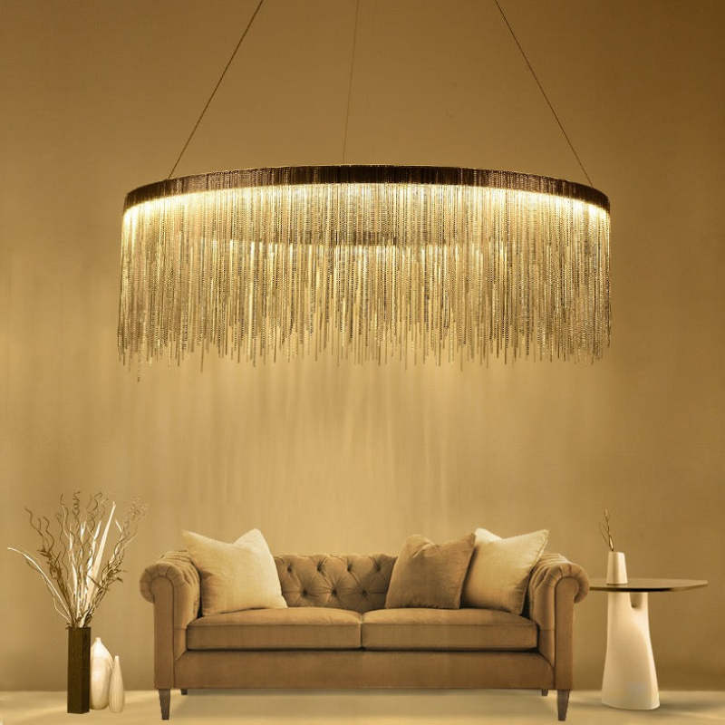 Waterfall Chain LED Chandelier Modern Metal Statement Light for Dining Room & Bedroom | Thomler