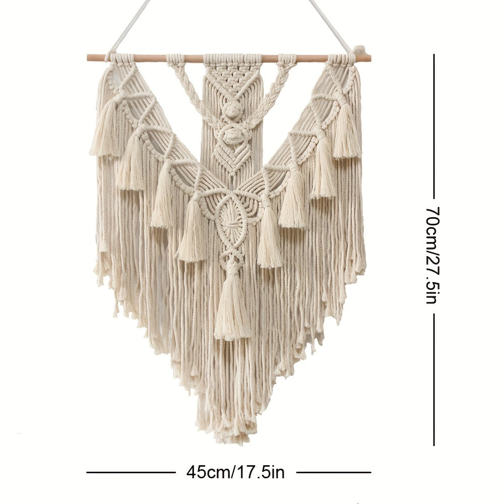Woven Fiber Wall Art with Geometric Knotwork and Fringe for Living Room & Bedroom Decor | Thomler