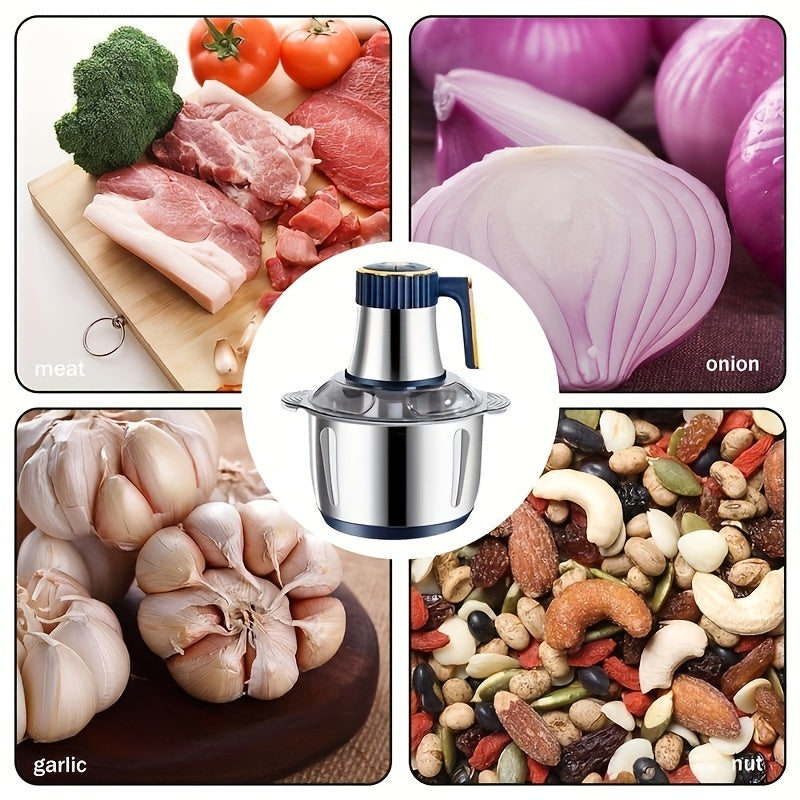 Food Processor Stainless Steel 5.0 L Blue Kitchen Chopper Grinder Vegetable Meat Mixer 5000 RPM Multi Blade Prep Machine | Thomler
